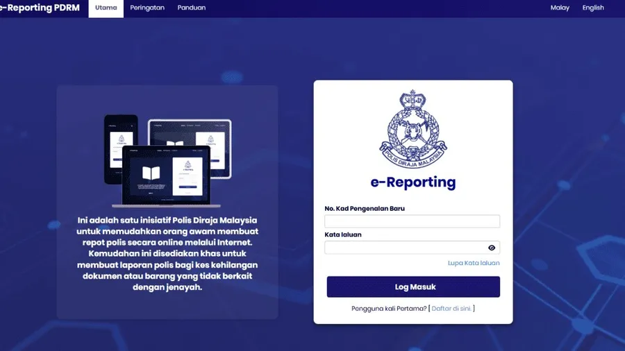 Cara Daftar e-Reporting PDRM Lapor Polis Online